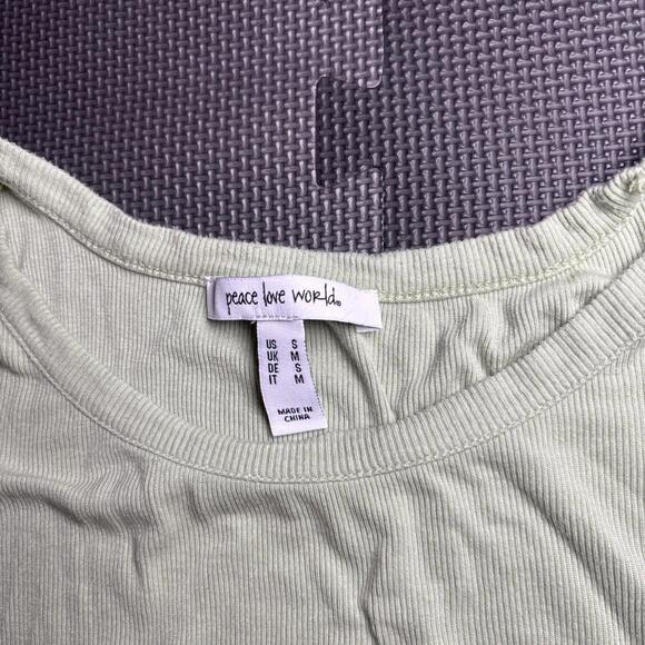 Peace Love World Women's Small Rayon Blend Green Round Neck Flow Tank Top New - Picture 2 of 4